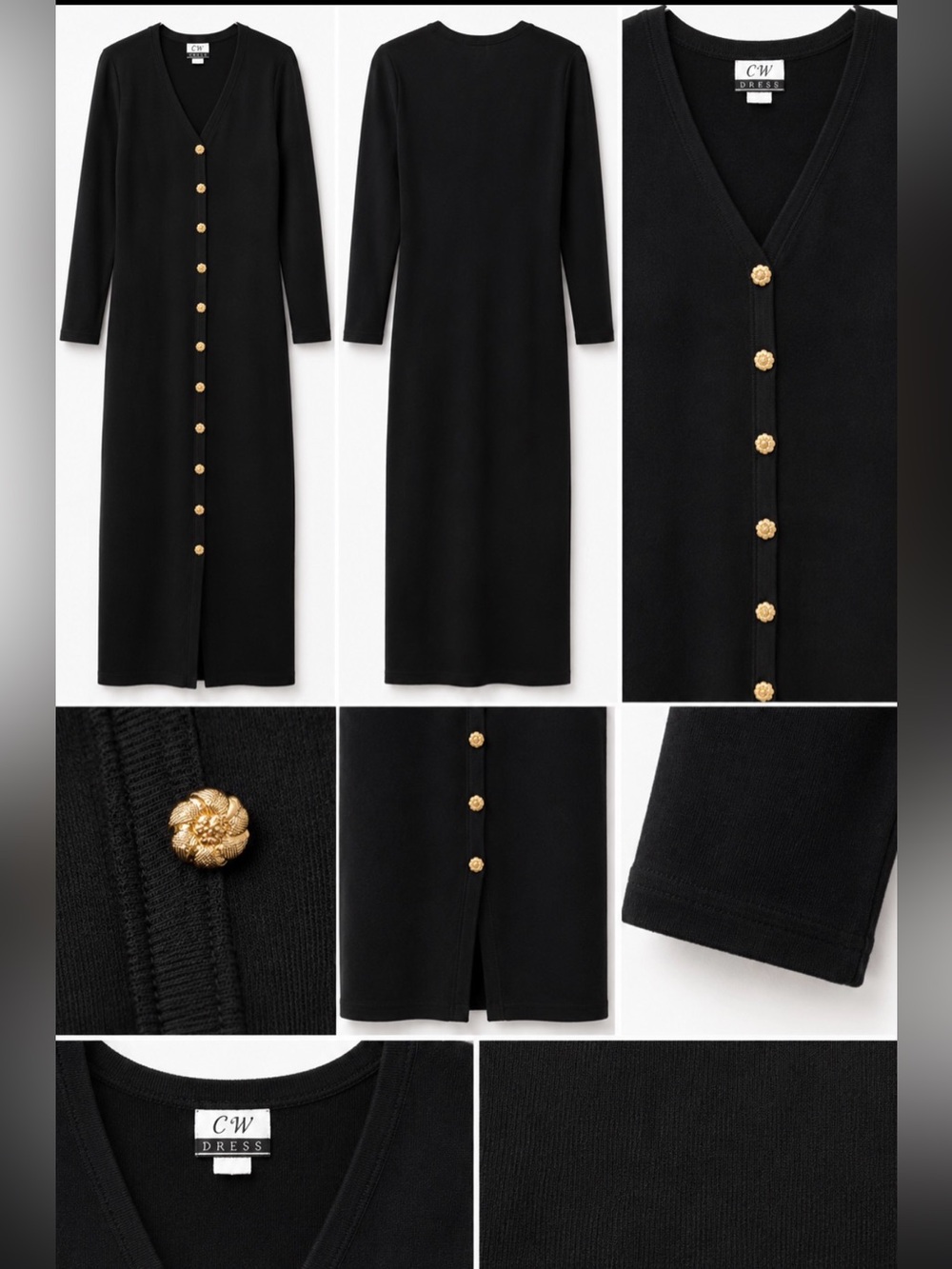 CW Dress Black Gold Button Maxi Dress